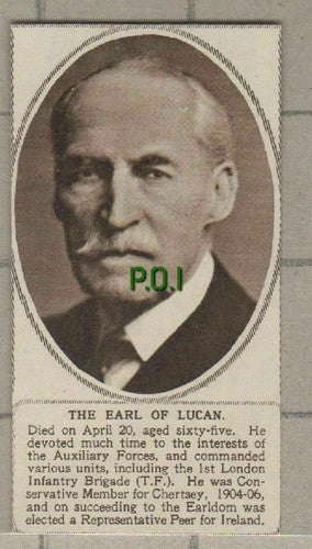 (C521) Earl of Lucan Obituary - SMALL 1949 Cutting