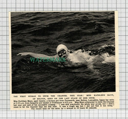 C2511) Miss Kathleen Mayo Farnworth Bolton Channel Swimmer - 1952 Clip