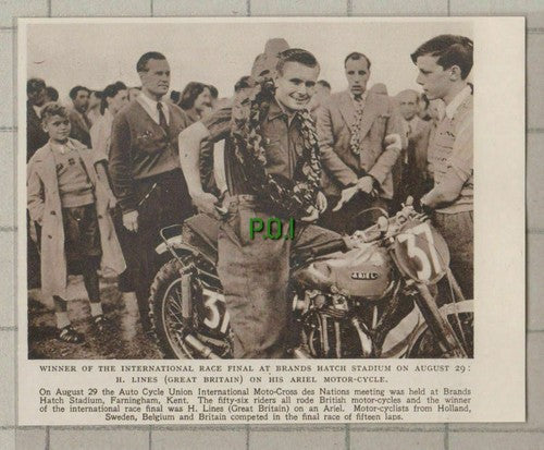 (C606) H Lines Winner Brands Hatch Ariel Motor Cycle Race - 1949 Clip