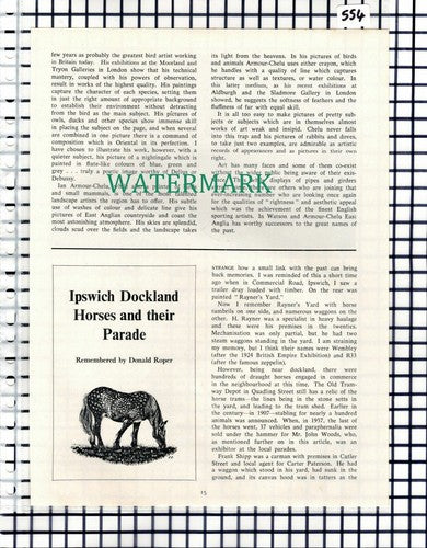 Ipswich Dockland Horses Rayner's Yard Walter Thompson Donald Roper -1974 Cutting