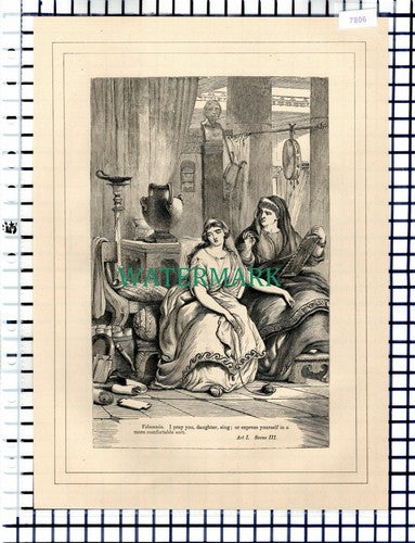 (7806) Coriolanus Volumnia - c.1880 Shakespeare Book Print
