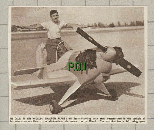 Bill Starr Miniature Plane Miami Florida America- 1950 Small News Clipping