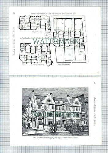 North Gate Regent's Park London W Henry White Architect - 1906 Print