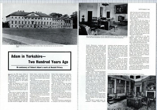 (5480) Robert Adam Nostell Priory National Trust Wakefield - 1966 Article