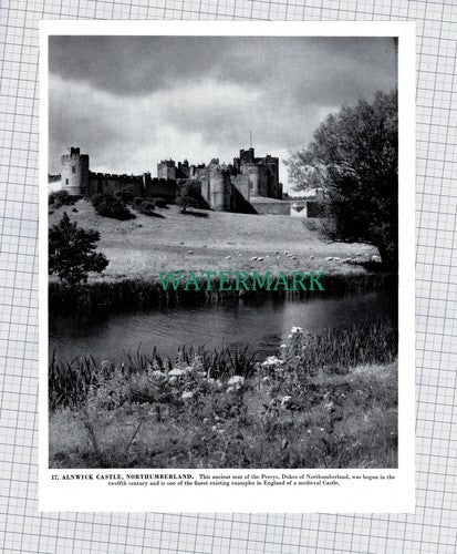X1965) Alnwick Castle - 1960s Print / Cutting