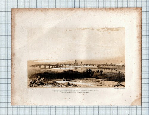 (6240) Glasgow View - c.1848 Print CREASING IS PRESENT!