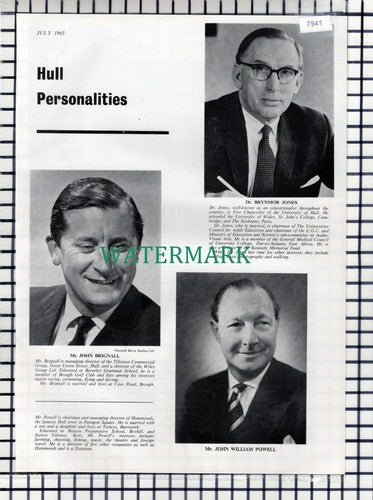 (7941) John Brignall Dr Brynmor Jones John Powell Hammonds Hull - 1965 Cutting