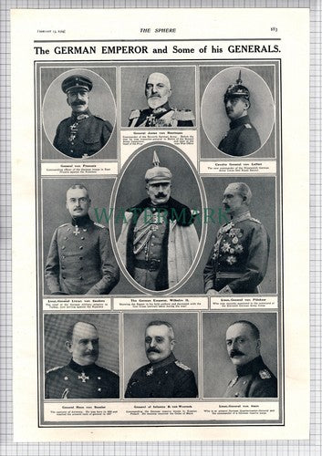 German Emperor Wilhelm And His Generals World War One - 1915 News Page