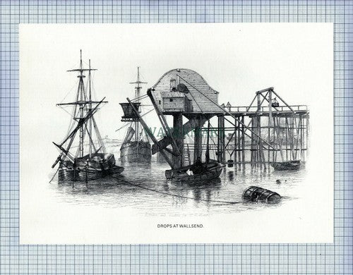WALLSEND DROPS WILLINGTON NEWCASTLE COLLIERY MINE MINING PRINT - 1987