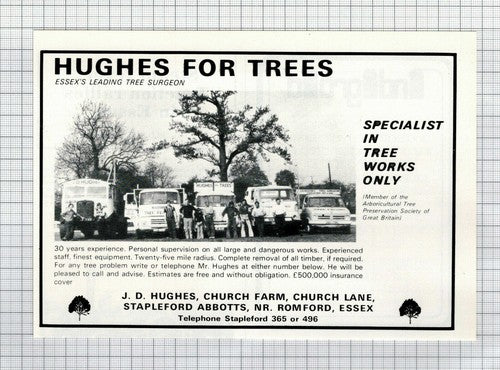 J D Hughes for Trees Church Farm Stapleford Abbots Essex - 1975 Advert
