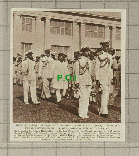 C2280) Khwaja Nazimuddin Governor Gen Pakistan Navy East Bengal - 1948 Clip