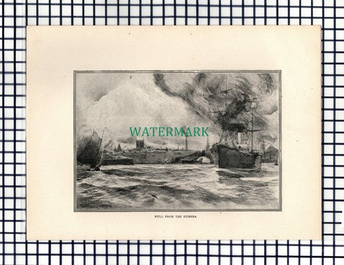 Hull From The Humber - c.1902 Cutting / Print