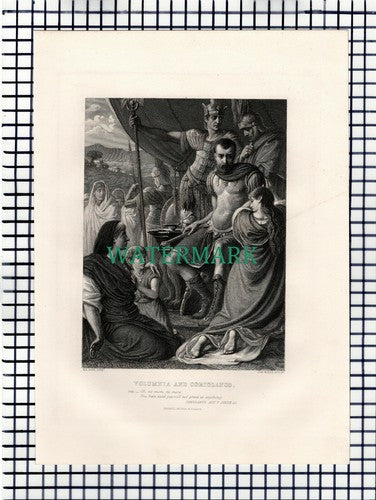 X1640) Coriolanus & Volumnia - c.1880 Shakespeare Print