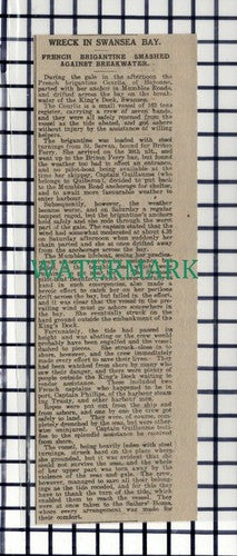 C6979) French Brigatine COURLIS Wrecked Swansea Bay - 1916 Cutting