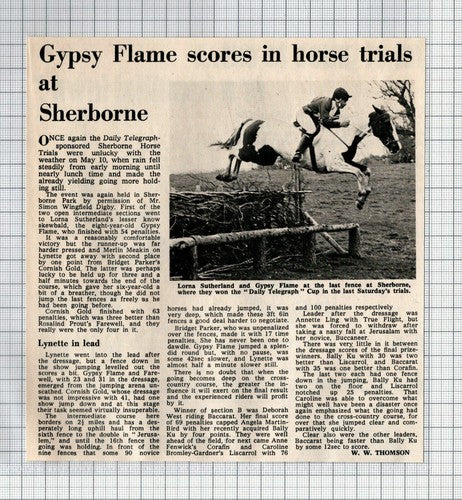 Lorna Sutherland & Gypsy Flame Sherborne Horse Jumping - 1969 Clipping/ Print
