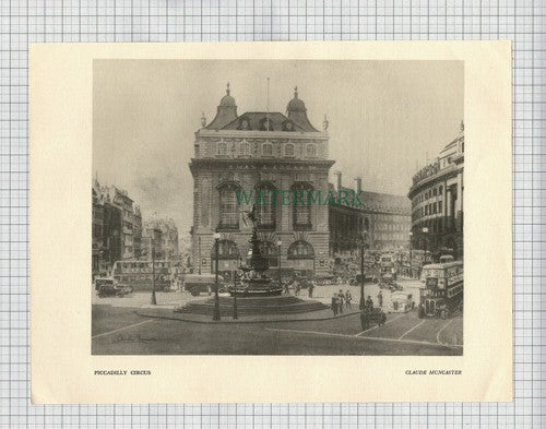 (8513) Piccadilly Circus London Claude Muncaster - c.1948 Print / Cutting