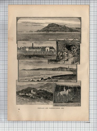 (6518) Portland Quarries Weymouth Osmington - 1894 Print / Illustration