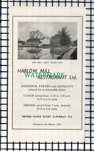 C6662) Harlow Mill Restaurant Old Harlow Essex Advert - 1965 Cutting