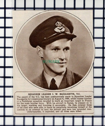 C6155) Squad Leader I W Bazalgette VC World War 2 ~ 1945 Cutting
