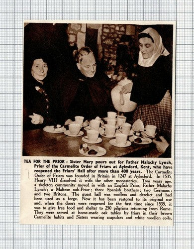 Aylesford Priory Sister Mary Father Malachy Lynch Carmelite Order - 1951 Cutting