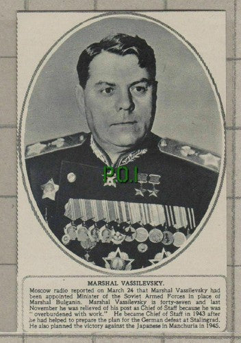 (C523) Marshal Vassilevsky Minister Soviet Armed Forces - 1949 Cutting