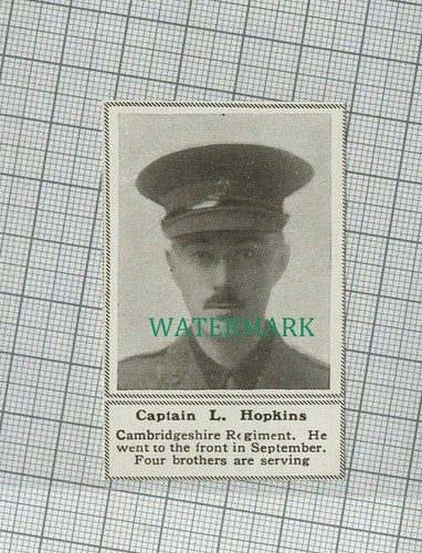 C1633) Captain L Hopkins Cambridgeshire Regiment - 1918 Clip SMALL!!