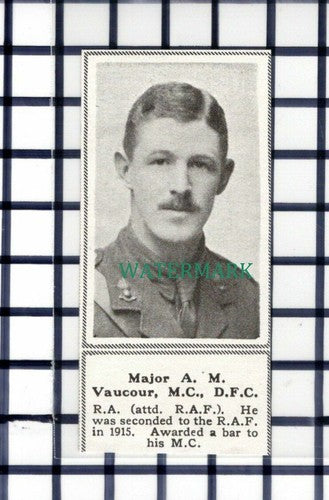 C6624) Major AM Vaucour RA World War One WW1 - 1918 SMALL Cutting