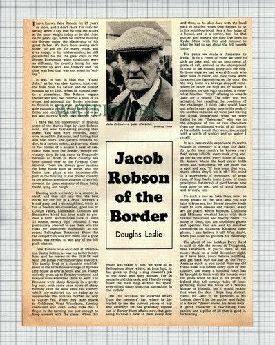X1783) Jacob Robson Border Hunt - c.1975 Cutting