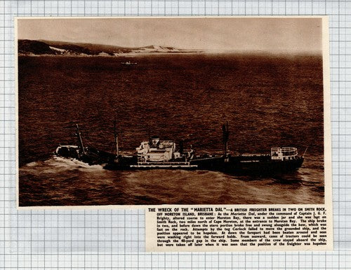 Marietta Dal Ship Wreck Smith Rock Moreton Island Brighty - 1950 Clipping