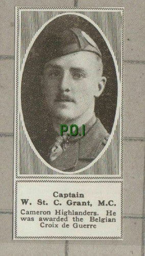 C1523) Captain W St C Grant Cameron Highlanders WW1 - 1918 Clip SMALL!!