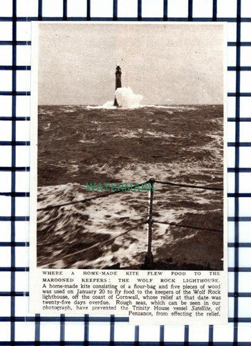 C6391) Wolf Rock Lighthouse Food Deliveries - 1952 Cutting