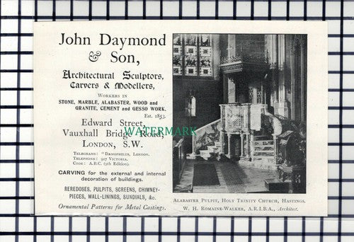 C4243) John Daymond & Son Sculptors London Advert - 1903 Cutting