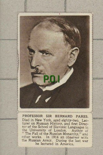 (C313) Prof Sir Bernard Pares New York Russian History Lecturer 1949 SMALL CLIP