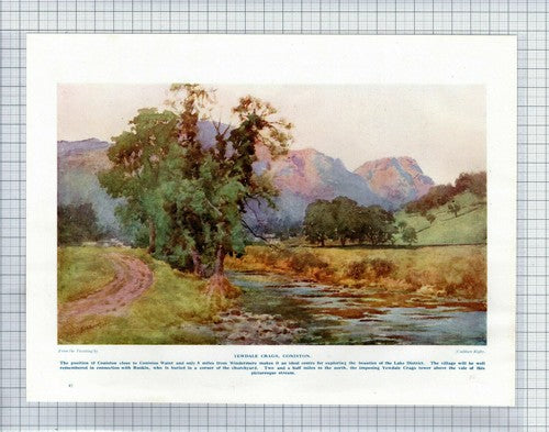 (5874) Yewdale Craggs Coniston Cuthbert Rigby c.1930s Print
