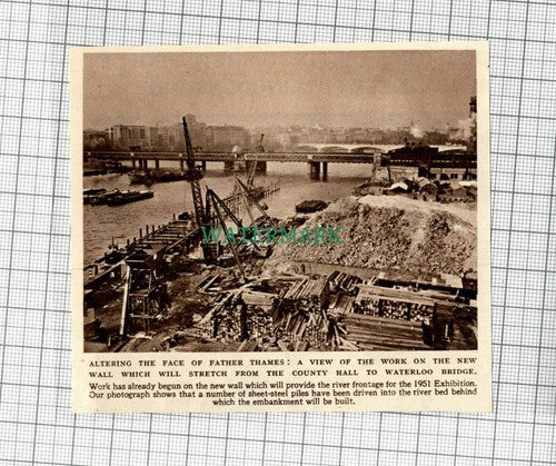 C2160) River Thames Wall County Hall To Waterloo Bridge - 1949 Clip