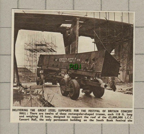 Horseley Piggott Steel Supports Festival of Britain Concert Hall - 1950 Cutting