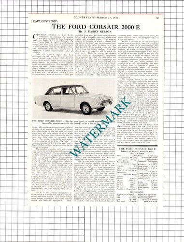The Ford Corsair 2000 E Car Review - 1967 Article / Print