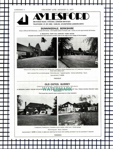 X1413) Sunningdale Berkshire Old Oxted Surrey Sale Advert - 1977 Cutting