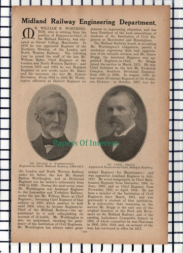 C5789) William B Worthington James Briggs Midland Railway - c.1917 Cutting