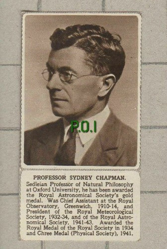 (C310) Prof Sydney Chapman Sedleian Professor Natural Philosophy Oxford - 1949