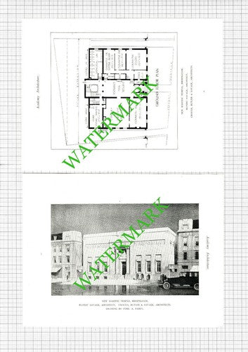 New Masonic Temple Birmingham Rupert Savage - c.1926 Book Print