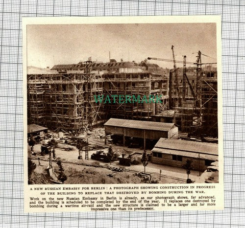 C2085) New Russian Embassy Berlin Germany - 1949 Cutting