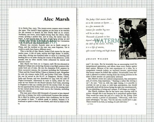ALEC MARSH Horse Racing Jockey Club - 1965 2-Part Clipping / Print
