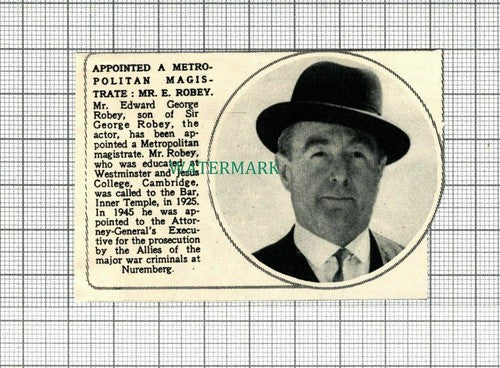 C2813) Mr Edward George Robey Metropolitan Magistrate - 1951 Clip SMALL!!!
