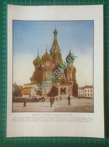 (32) St Basile St Basil's Cathedral Moscow Russia - c.1930s Book Print