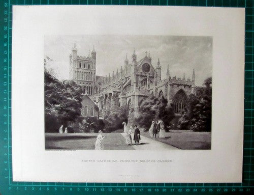 X1038) Exeter Cathedral England - c.1895 Print