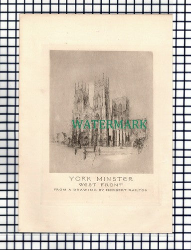 York Minster West Front Herbert Railton - c.1902 Print