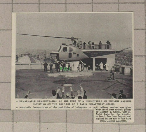 C1851) Helicopter Galeries Lafayette Paris Cpt J Gowell Andre Labarthe - 1948