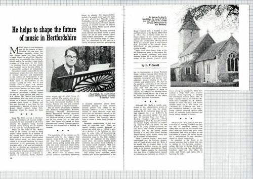 Mr David Wells County Music Adviser Rabley Heath Hertfordshire - 1971 Article