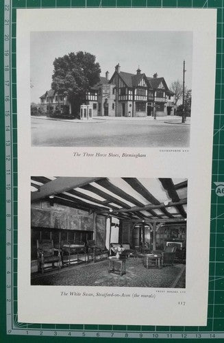 Ye Old Royal Birmingham / Three Horse Shoes / White Swan Stratford Avon Print
